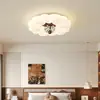 Luminária de teto para quarto estilo francês de luxo leve Youdengji, simples estilo creme retrô cristal nova luz para quarto principal, ferro e outros materiais