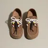 Estilo Novo de Primavera Camurça Marrom Feminino com Contas Cadarço Confortável Versátil Moda Casual Diário Calçados para o Trabalho Mules Femininos