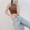 Estilo Americano Desejo Puro Retrô Sexy Colete de Gola Alta Cintura Marcada Realçador de Seios Roupa Externa Picante Top Curto Cor Sólida Top Cropped Roupa de Baixo