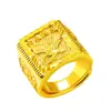 Varios Anillos de Personaje Dragón Kaiwei, Guía de Oro sin Estaño, Oro Espesado, Anillos con Relieve de Personaje Dragón Grande, Anillos Abiertos Ajustables, Anillos de Jefe Gruesos
