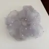Scrunchie de Malha com Pérolas Primavera/Verão Dongdaemun Coreano para Mulheres, Respirável e Estiloso Grande Elástico para Rabo de Cavalo Acessório de Cabelo