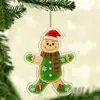 Enfeites de árvore de Natal, sinos pintados em acrílico, bengalas doces, meias, decorações de homem de gengibre, decorações de feriado transfronteiriças
