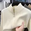 Cárdigan versátil de color liso transfronterizo para hombre, suéter grueso, chaqueta con cremallera y cuello alto cálida para primavera y otoño, prendas de punto para hombre
