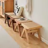 Banco de Rattan Nórdico Madeira Maciça Estilo Minimalista Banco para Trocar Sapatos Rattan Camada Dupla Rattan Banco Longo K Banqueta Individual Duplo Triplo