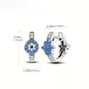 Pendientes de Aro Azules Exquisitos Retro Europeos y Americanos Yanbai Transfronterizos Asimétricos Ojo del Diablo de Plata Versátiles Estilo Popular Pendientes para Mujer