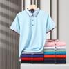 Camiseta de manga corta ligera de negocios de lujo con solapa de color sólido, estilo polo elástico, de moda, para hombre y mujer, con estampado fijo.