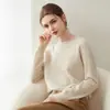 Suéter de outono e inverno macio e amigo da pele, gola redonda, 100% cashmere, para mulheres, cor sólida, quente, manga longa, camada base de tricô versátil
