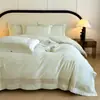 Juego de cuatro piezas para dormitorio de algodón sateen 100% algodón de fibra larga de alta gama clase A bordado estilo lujo ligero algodón puro ropa de cama para todas las estaciones