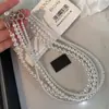 Collar de Perlas de Cristal Blanco Shijiaao para Mujer Lujo Accesible Nicho de Gama Alta Atmosférico Collar Apilado para Clavícula Cadena para Suéter