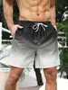 Novedad de Verano Vacaciones Hawaianas Playa Hombres Estampado 3D Rayas Sueltos Casuales Deportivos Transpirables Pantalones Cortos