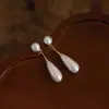Pendientes de Perla Franceses Literarios Clásicos con Borla para Mujer de Gama Alta Nuevo Estilo Chino Diseño de Nicho Pendientes de Perla en Forma de Gota de Agua