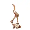 Adornos Creativos de Grulla Sólida de Latón Puro Antiguo Tortuga Rana Mascota de Té Pie de Mano Artesanía de Cobre Antiguo Microtallada