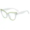 Nuevo Diseño de Ojo de Gato con Remaches Estilo Europeo y Americano, Gafas de Moda de Alta Gama Sin Receta para Mujer, Gafas Versátiles de Tendencia con Bloques de Color para Uso Diario para Hombre