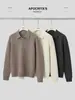 APO Roupa Masculina Transfronteiriça Malha 12 Fios Estilo Old Money Textura de Malha Tricô Masculino Solto Polo Suéter Manga Longa Top