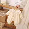 Mono de doble capa con manga larga de queso de otoño y vainilla, atuendo de salida de mes completo con manga larga, ropa para bebé, amarillo cálido para niño pequeño