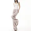 Pantalones Casuales de Cintura Elástica Estampado de Leopardo Estilo Retro Americano para Hombre y Mujer Otoño Nuevo Estilo Sueltos Versátiles Caída Pantalones de Pierna Ancha