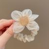 Elástico de Cabelo Flor de Sol Malha de Luxo Leve Anel de Cabelo Brilhante com Strass Corda para Amarrar Cabelo de Verão Feminino Alto Estilo 2024 Novo