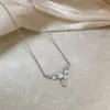 Colar de pérolas com pingente de gota d'água em zircônia, corrente para clavícula de luxo leve e de nicho, acessório versátil estilo coreano minimalista personalizado
