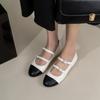 Novos Sapatos Femininos Estilo Primavera Bico Redondo Retro Estilo Francês Planos Baixos Mary Jane, Sapatos Femininos de Couro Genuíno Salto Baixo