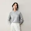 Camiseta de Algodão Puro com Gola Alta Meia-Manga para Mulheres, Novo Estilo Primavera e Outono 2026, Modelagem Solta, Emagrecimento, Estilosa Camada Base