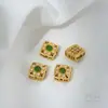 Cor Dourado Fosco Conserva Cor Pérola Antiga Incrustada Olho de Gato Opala Lunar Flor Geométrica Trevo de Quatro Folhas Contas Espaçadoras Acessórios DIY