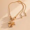 Collar Colgante de Flor Incrustada de Diamantes Transfronterizo Europeo y Americano, Cadena para Clavícula de Lujo Ligero y de Gama Alta, Collar Simple, Moderno y Versátil