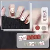 Manicura Uñas Portátiles Crema Linda Estilo Ins Uñas Postizas Dibujo Animado Hecho a Mano Diamante Set de 24 Piezas Uñas de Máquina