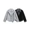 Chaqueta cárdigan holgada de retazos de imitación de dos piezas a rayas para hombre, nuevo estilo de primavera con cuello de camisa, chaqueta fina casual para mujer