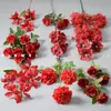 Flores Artificiales Rojas para Boda Cuidadosamente Seleccionadas, Flores Falsas de Gama Alta Color Rojo Vino Tinto, Flores Decorativas Chinas Nuevas para el Hogar