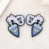 Venta caliente transfronteriza de acrílico de doble cara para Halloween, calavera de café, pendientes, collar y llavero.