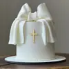 Adorno para pastel de cruz de paloma de la paz estilo ins transfronterizo para comunión, bautizo de bebé y decoración de fiesta