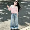 Conjunto de Dos Piezas de Moda Coreana Dulce Lindo con Sudadera de Manga Larga y Pantalones Anchos de Estrella para Niños Mayores - Primavera y Otoño 2026