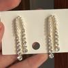 Pendientes de Borla con Perla y Pedrería de Plata S925, Lujo Ligero, Nicho, Zirconia, Elegantes, para Celebridades de Internet, con Costuras para Mujer