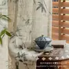 Cortinas de lino estéticas estilo Song, Pantallas de ventana Zen de bambú con paisaje estilo chino nuevo, Sala de estudio de estilo clásico chino antiguo