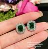 Collar de Gema Esmeralda Pétalo Brillante Sentido Antiguo Chapado en Oro de 18K Verde Pavo Real Pétalo Zirconia Pendientes conjunto