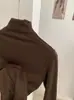 KEKEZOON Camiseta feminina de gola alta, cintura alta, justa, manga longa, forrada com fleece, estilo curto para outono e inverno, camada base de fleece, moderna 9384