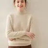 Suéter de Cashmere com Gola Alta Meia e Ombros Raglã para Mulheres Sete Fios Espessado Solto Suéter Pulôver Manga Longa Tricô Base para Mulheres