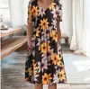 2025 Amazon TEMU Europeu e Americano Tamanhos Grandes Primavera e Verão Feminino Elegante Grande Saia Rodada Gola Redonda Estampada Manga Curta Vestido