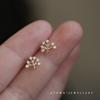 Pendientes de plata de ley 925 con diseño del Árbol de la Vida, chapados en oro de 14 quilates, con circonitas brillantes y una planta, bonitos pendientes pequeños para estudiantes.