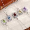 Set de Plata Esterlina S925 Topacio Natural Cristal Amarillo Color Granate Collar Tesoro Botella Perfume Colgante Premium para Mujer