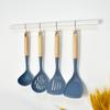 Nueva espátula de silicona con mango de madera, espátula de silicona antiadherente, utensilio de cocina, espátula, cuchara para sopa, espátula para cocinar, espátula para freír de uso doméstico