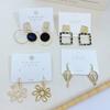 Pendientes de aguja de plata circonita diamante corazón geométricos de perlas personalidad femenina pendientes sencillos pendientes de moda al por mayor