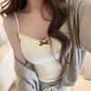 Camisola de Encaje con Lazo para Mujer Ropa Interior Verano 2025 Nuevo Sexy Color Contrastante Ajustado Top Básico