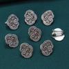 S925 Sterling Silver Ink Black Ji Word Ruyi Press Flap Buckle Button Acessórios Retro Craft DIY Handmade Beaded Material