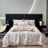 Juego de Colcha de Verano de Tencel Lavado Estampado de Cuatro Piezas, Colcha de Verano de Seda de Hielo Lavada Fresca, Suave para Dormir Desnudo, Colcha de Regalo, Dropshipping