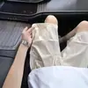 Shorts de Trabalho Retro em Seda Gelada Estilo Americano Verão Design Fino Calças Retas Largas Shorts Casuais Masculinos de Verão