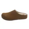 Otoño Invierno 2026 Zapatillas de Media Pantufla Cerradas con Felpa Plus para Mujer Ropa de Exterior Zuecos Perezosos Retro Mate Zapatillas Cálidas Planas de Piel