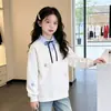Sudadera preppy de dos piezas para niñas, estilo nuevo 2026, para primavera y otoño, top coreano casual versátil de manga larga para niños mayores