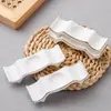 Soporte de Palillos de Cerámica de Doble Propósito para Sostener Palillos y Cucharas Públicos, Reposapalillos de Hotel, Vajilla de Restaurante, Blanco Puro con Borde Dorado, Logo Personalizado