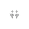 Pendientes Metálicos de Aguja Plateada con Forma de Corazón y Estrella de Ocho Puntas, Pendientes Europeos y Americanos de Nicho con Forma de Estrella, Pendientes de Chica Popular Estilo Dulce y Fresco al por Mayor